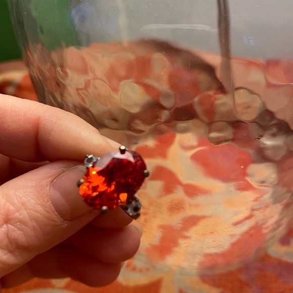 6 x 9 mm padparadscha sapphire silver ring size 6